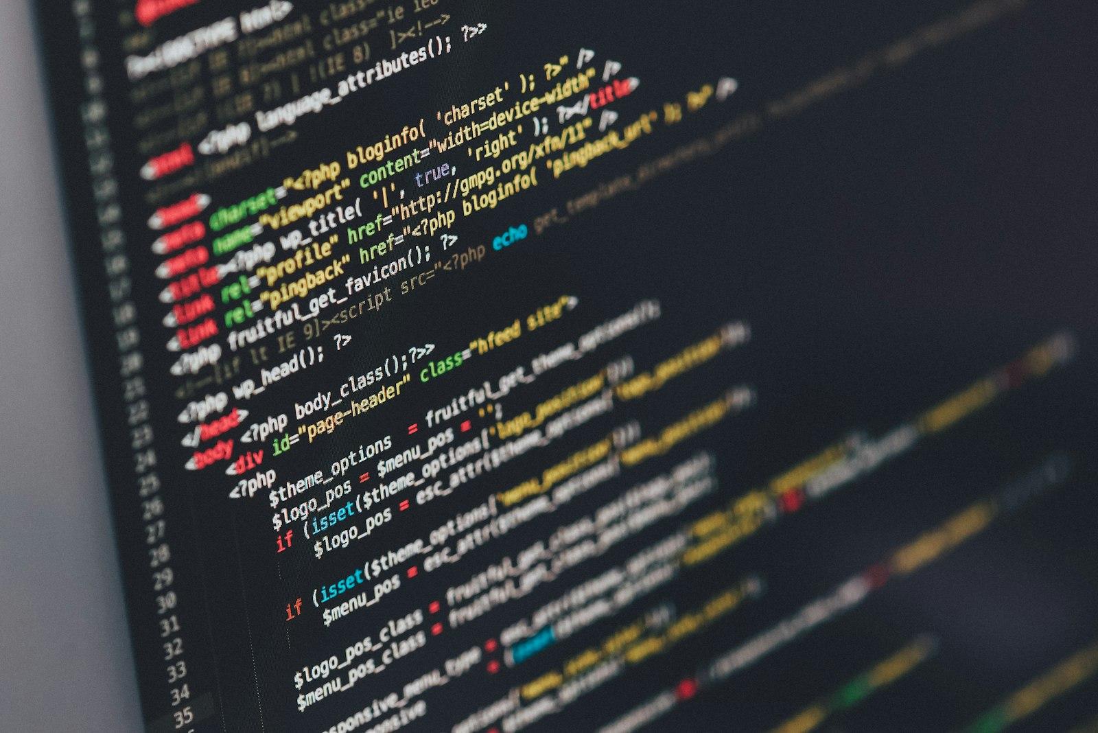 Source code on a developer screen
