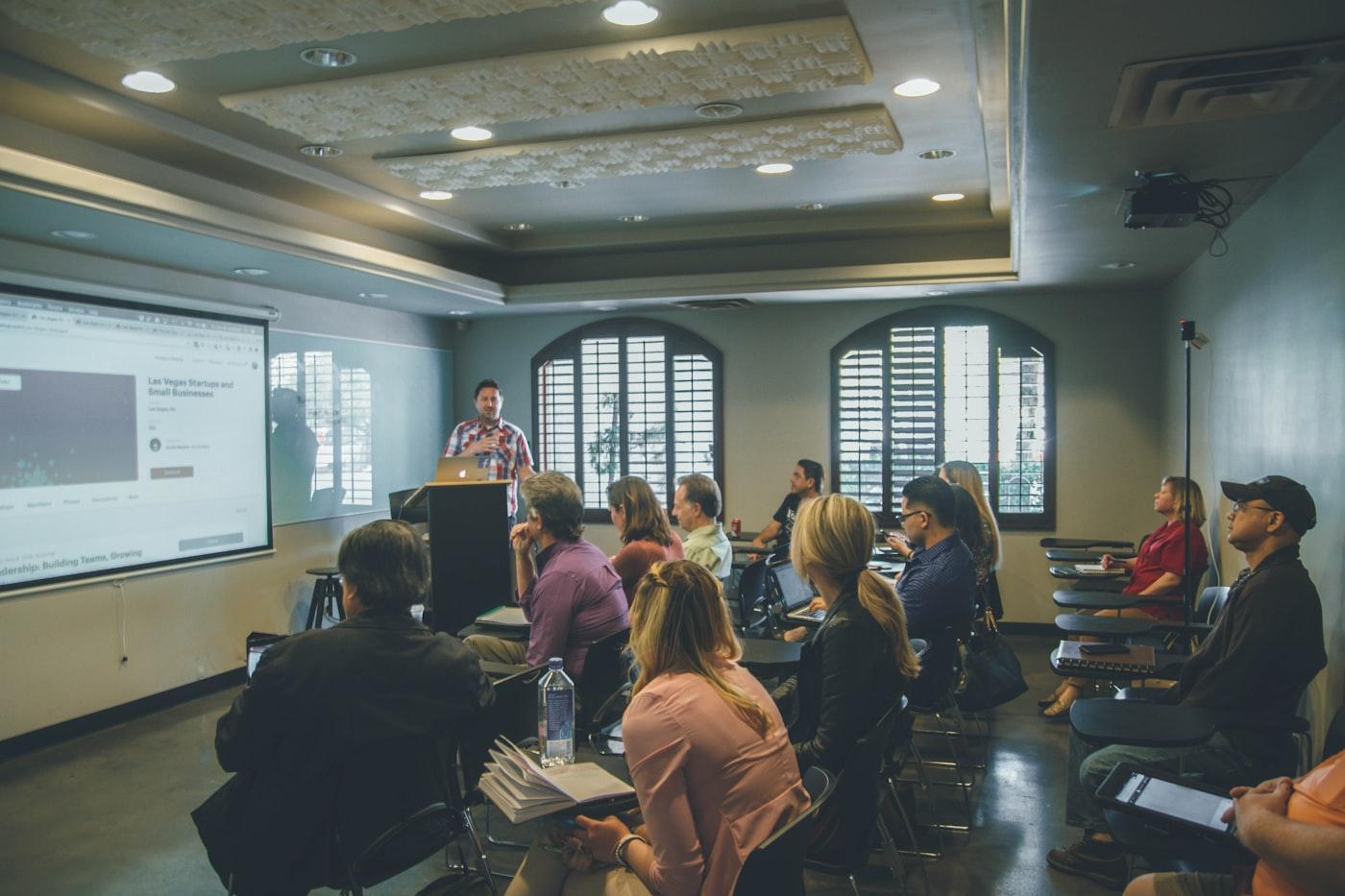 Presenter addressing a training session